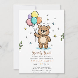 Modern Teddy bear Friendly baby shower Kaart