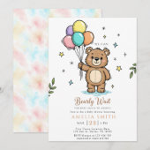 Modern Teddy bear Friendly baby shower Kaart (Voorkant / Achterkant)