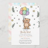 Modern Teddy bear Friendly baby shower Kaart (Voorkant / Achterkant)