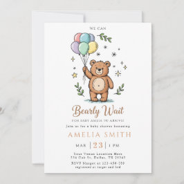 Modern Teddy bear Friendly baby shower Kaart