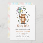 Modern Teddy bear Friendly baby shower Kaart (Voorkant / Achterkant)