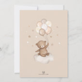 Modern Teddy Bear Hot Air Baby shower Kaart (Achterkant)