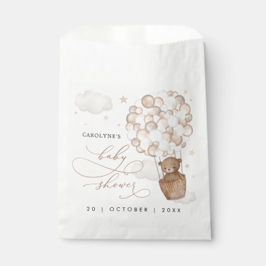 Modern Teddy Bear Hot Air Ballon Baby shower Bedankzakje (Voorkant)