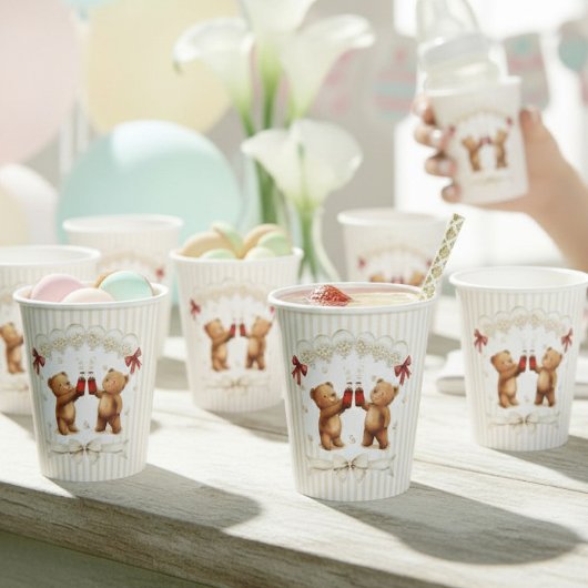 modern Teddy Bear Pop Baby Shower  Papieren Bekers