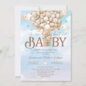 Modern teddybeer waterverf baby shower kaart (Voorkant)