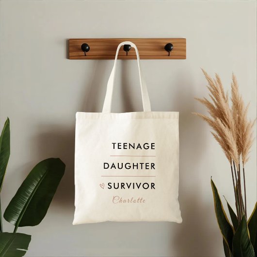 Modern Teen Daughter Survivor Personalized Tote Bag