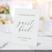 Modern Teken alstublieft onze gastenboek bruiloft Reclamebord Met Voetstuk