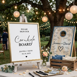Modern teken onze Cornhole bord huwelijksbord Poster