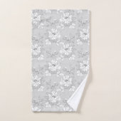 Modern tekening grijs bloemmotief bad handdoek (Handdoek)
