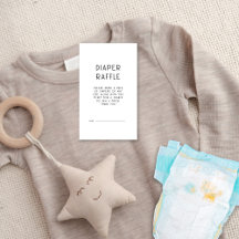 Modern Tekst Zwart Wit Luier Raffle Baby shower