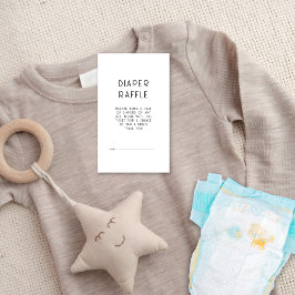 Modern Tekst Zwart Wit Luier Raffle Baby shower Informatiekaartje
