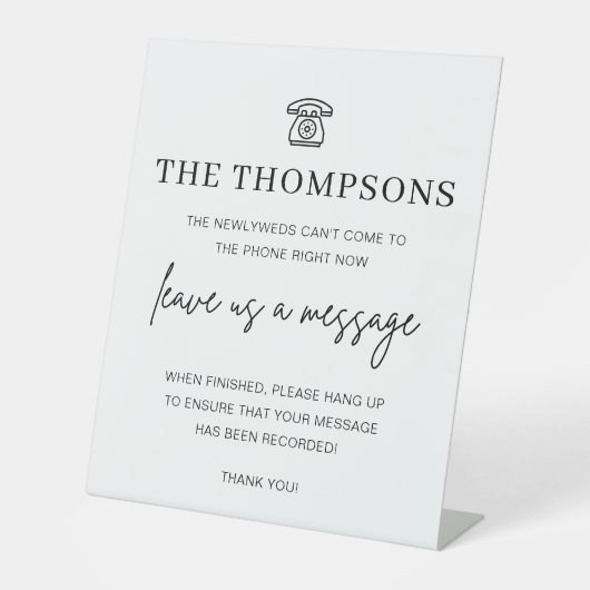 Modern telefoongastenboek | Audio Gastenboek Teken Reclamebord Met Voetstuk (Voorkant)