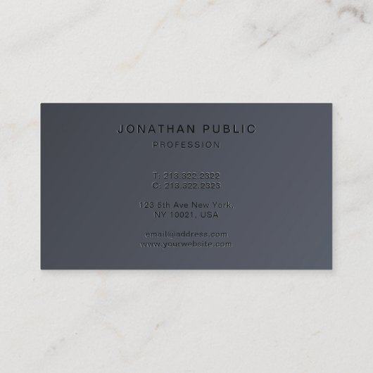 Modern Template Elegant Dark Grey Create Your Own Visitekaartje (Achterkant)