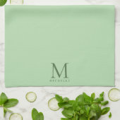 Modern Template Monogram Name Elegant Pale Green Theedoek (Gevouwen)