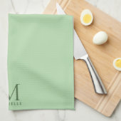 Modern Template Monogram Name Elegant Pale Green Theedoek (Quarter Fold)