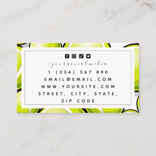 Modern Tennis Coach Instructor Fun Ball Pattern Visitekaartje (Achterkant)