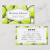 Modern Tennis Coach Instructor Fun Ball Pattern Visitekaartje (Voorkant / Achterkant)