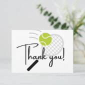 Modern Tennis racket ball Black and White Bedankkaart (Staand voorkant)