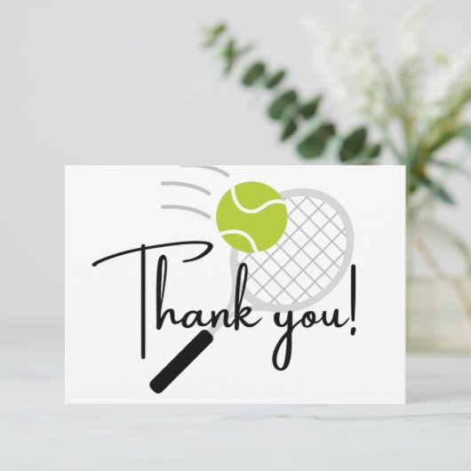 Modern Tennis racket ball Black and White Bedankkaart (Staand voorkant)