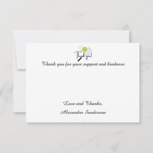 Modern Tennis racket ball Black and White Bedankkaart (Achterkant)