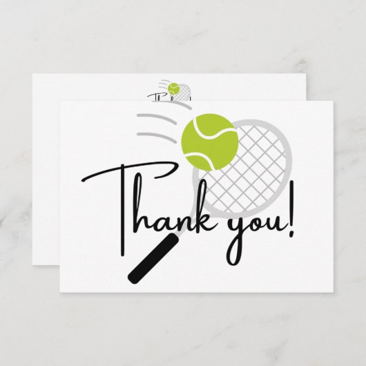 Modern Tennis racket ball Black and White Bedankkaart (Voorkant / Achterkant)
