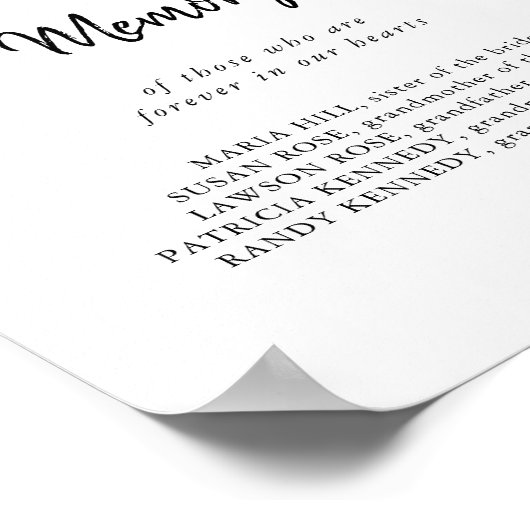 Modern 'Ter nagedachtenis aan' bord Poster (Hoek)