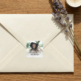 Modern ter nagedachtenis | Fotogedenkplaat Vierkante Sticker