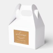 Modern Terra Cotta Custom Wedding Welkom Bedankdoosjes (Voorkant Zijde)