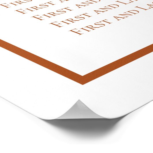 Modern Terra Cotta en White Wedding Seating Chart Poster (Hoek)