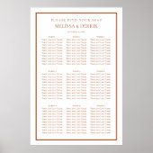 Modern Terra Cotta en White Wedding Seating Chart Poster (Voorkant)