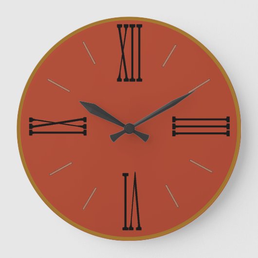 Modern Terra Cotta met Gold Trim Grote Klok (Voorkant)