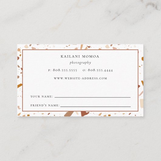 Modern Terra-cotta Terrazzo Pattern Referral Visitekaartje (Achterkant)