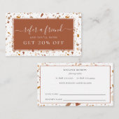 Modern Terra-cotta Terrazzo Pattern Referral Visitekaartje (Voorkant / Achterkant)