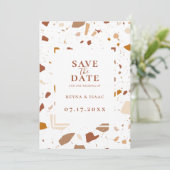 Modern Terra-cotta Terrazzo slaat de datum op Aankondiging (Staand voorkant)