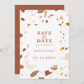 Modern Terra-cotta Terrazzo slaat de datum op Aankondiging (Voorkant / Achterkant)