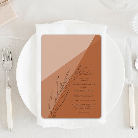 Modern Terra Cotta Wedding Kaart