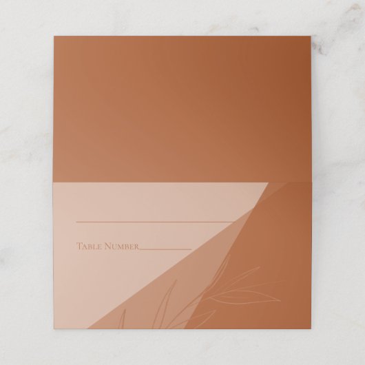 Modern Terra Cotta Wedding Plaatskaartje (Buitenkant ongevouwen)