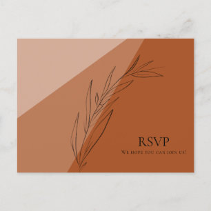 Modern Terra Cotta Wedding RSVP Uitnodiging Briefkaart