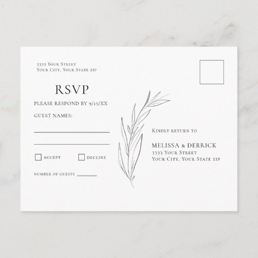 Modern Terra Cotta Wedding RSVP Uitnodiging Briefkaart (Achterkant)