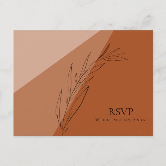 Modern Terra Cotta Wedding RSVP Uitnodiging Briefkaart (Voorkant)