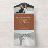 Modern Terracotta 2 Foto RSVP Wedding All In One Uitnodiging (Binnen)