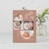 Modern Terracotta 4 Baby Photo Collage Birth  Aankondiging (Staand voorkant)