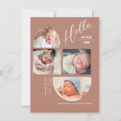 Modern Terracotta 4 Baby Photo Collage Birth  Aankondiging (Voorkant)