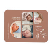 Modern Terracotta 4 Baby Photo Collage Birth  Magneet (Horizontaal)