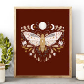 Modern Terracotta Abstracte Moth Illustration Poster