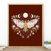 Modern Terracotta Abstracte Moth Illustration Poster
