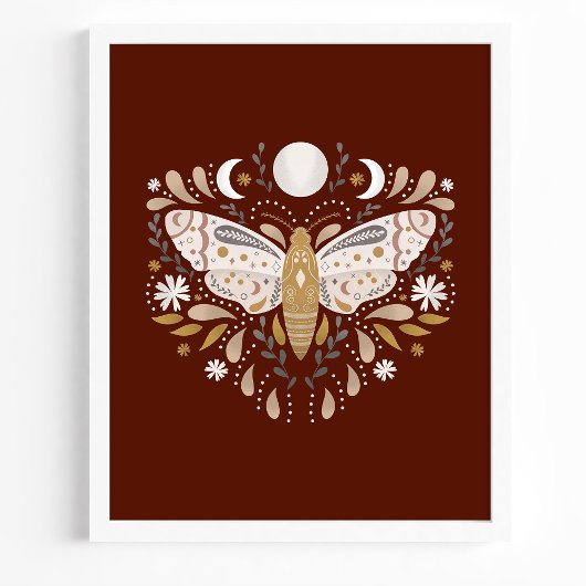 Modern Terracotta Abstracte Moth Illustration Poster