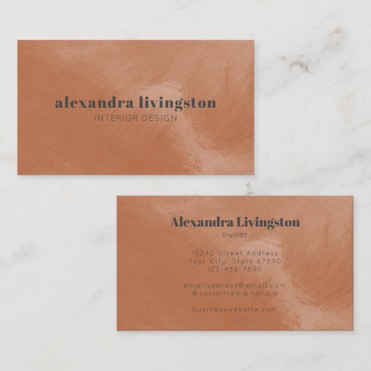 Modern Terracotta Abstracte Waterverf Professional Visitekaartje (Voorkant / Achterkant)