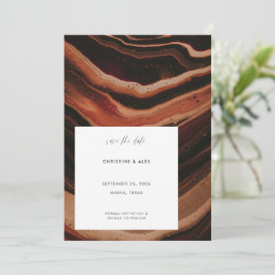 Modern Terracotta Agate Marble Texture Wedding Save The Date