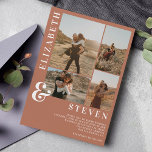 Modern terracotta ampersand 5 foto's grid bruiloft kaart<br><div class="desc">Modern boho terracotta en witte,  eenvoudige casual vette ampersand 5 foto's grid bruiloft</div>